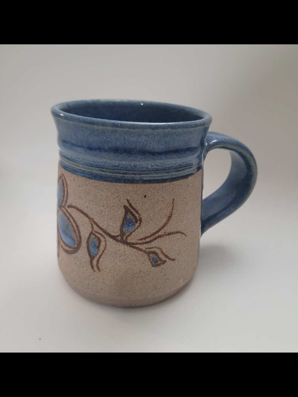 Vintage Pettus Handmade Blue & Natural Ceramic Mug - Artisanal Home Accent